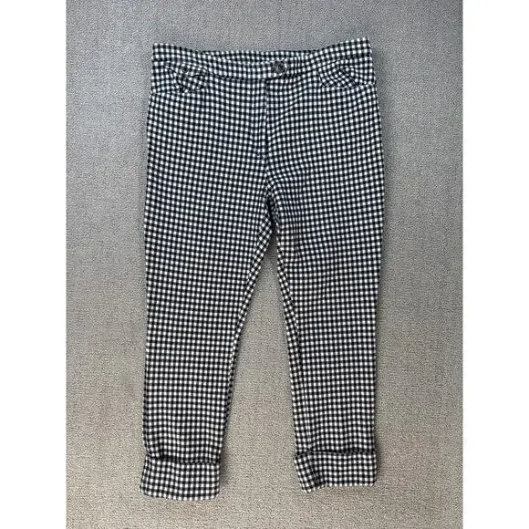 by Anthropologie Trouser Pant Capri The Essential Crop Flare Gingham Check 12 - Picture 2 of 10